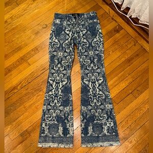 Kobi Halperin Blue and White Patterned Flare Jeans